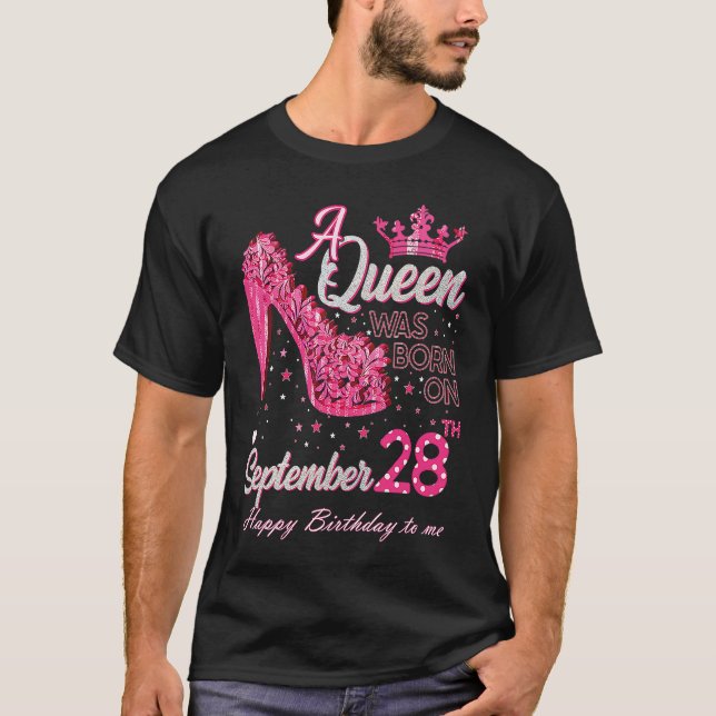 A Queen Was Born on September 28 High Heels Septem T Shirt (Framsida)