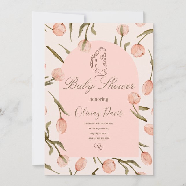 A radiant and delicate 'Baby Shower' invitation  (Framsida)