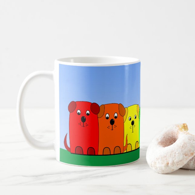 A Rainbow of Puppy Hundar Classic Mugg, 325 ml Kaffemugg (Med munk)