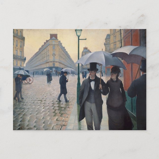 A Rainy Day in Paris av Gustave Caillebotte Vykort (Framsida)