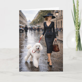 A Rainy Day In Paris, Poodle Blank Card Kort