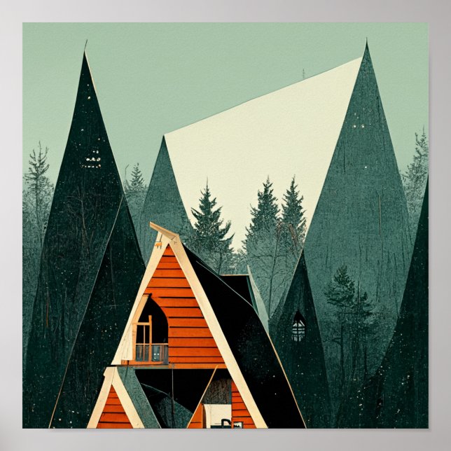A-Ram Cabin i Skogen Poster (Framsidan)