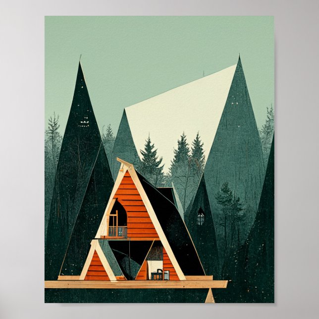 A-Ram Cabin i Skogen Poster (Framsidan)