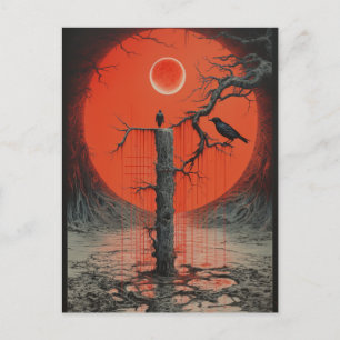 A Raven Red Black Sci Fi Horror Art Vykort