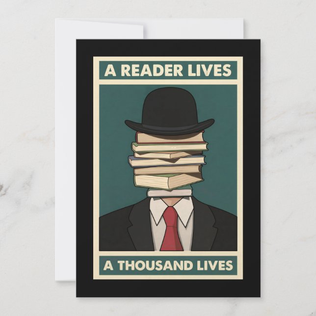 A Reader Lives a Thousand Lives Bibliophile Wisdom Inbjudningar (Framsida)