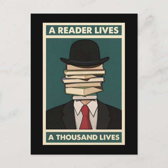 A Reader Lives a Thousand Lives Bibliophile Wisdom Vykort (Framsida)