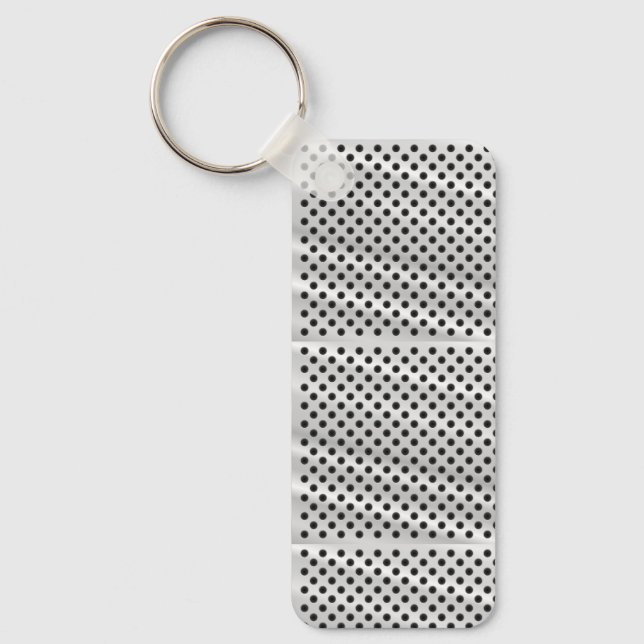 A rectangular keychain with a metal ring nyckelring (Framsida)