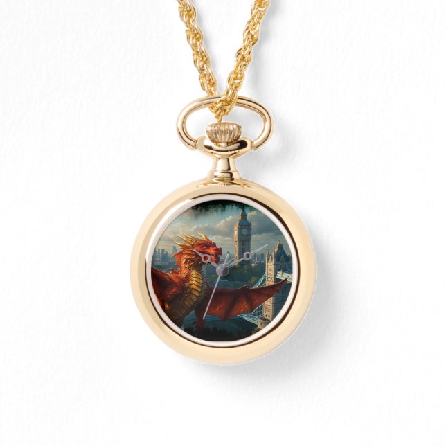 A Red Scottish Dragon Warms London Armbandsur (Framsida)