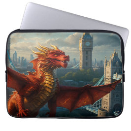 A Red Scottish Dragon Warms London Laptop Fodral