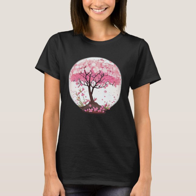 A Refreshing and Enchanting Cherry Blossom Globe T Shirt (Framsida)