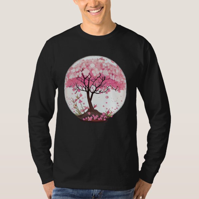 A Refreshing and Enchanting Cherry Blossom Globe T Shirt (Framsida)