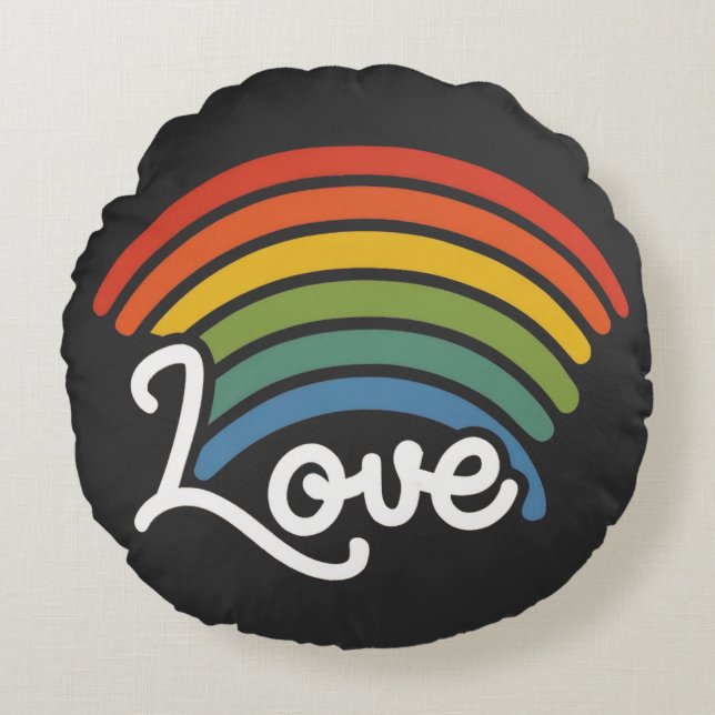 A Regnbåge i Kärlek Rund Kudde (Framsidan)