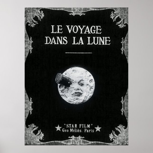 A Resa till Måne eller Le Voyage dans la Lune Retr Poster (Framsidan)