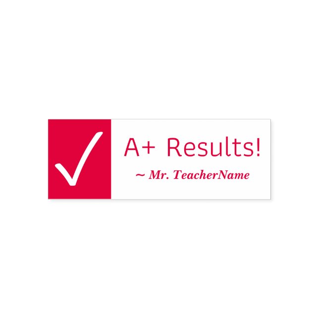 "A+-resultat!" Lärare Rubber Frimärke Självfärgande Stämpel (Design)