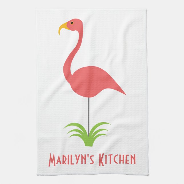 A Retro Rosa Flamingo for Kitchen Kökshandduk (Vertikal)