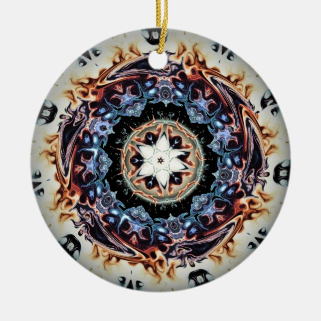 A ring av brand (färgat mönster) julgransprydnad keramik (Framsidan)