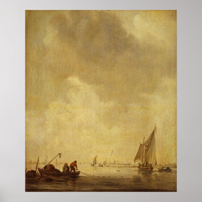 A River Scene, med Fiskare som lägger ett nät, 163 Poster (Framsidan)