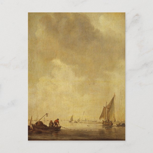 A River Scene, med Fiskare som lägger ett nät, 163 Vykort (Framsida)