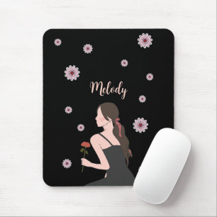 A Ro Girl med rosa blomma Musmatta