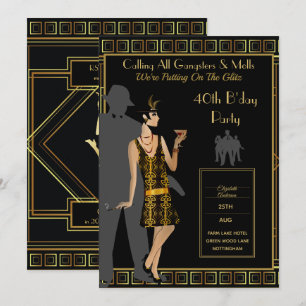 A Roaring Twenties Party, Gangster Flapper Deco Inbjudningar