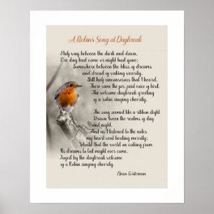 A Robin's Sång vid Daybroke - Dikt of N. Waterman Poster
