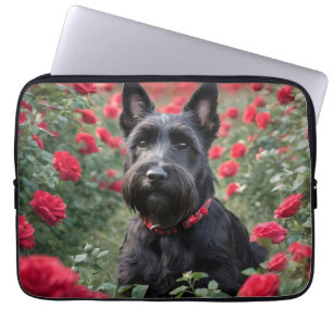 "A Röd ros för Black Scottish Terrier" Laptop Fodral