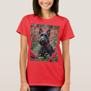"A Röd ros för Black Scottish Terrier" T Shirt