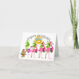 A Rosa Flamingo Family Helgdag HolidayZforDayz Helgkort