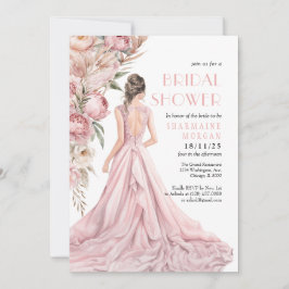 A Rosa Peonies Dreamy Inbjudningskort för möhippan