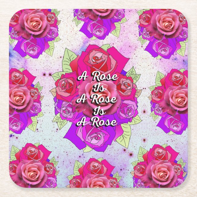 A Rose is a Rose is a Rose Underlägg Papper Kvadrat (Framsidan)
