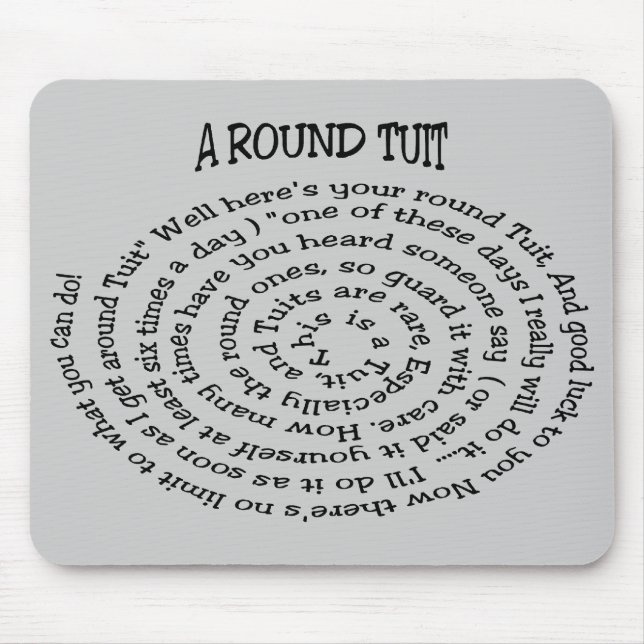 A Round Tuit Grått Mousepad Musmatta (Framsidan)