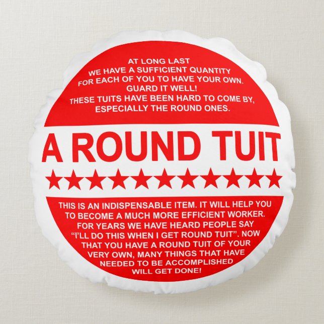 A Round Tuit Rund Kudde (Framsidan)