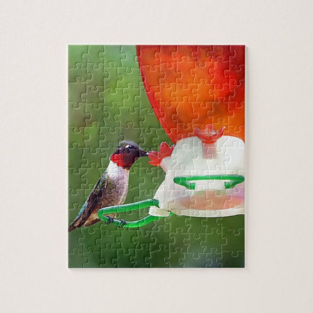 A Ruby Throated Hummingbird Pussel (Vertikal)