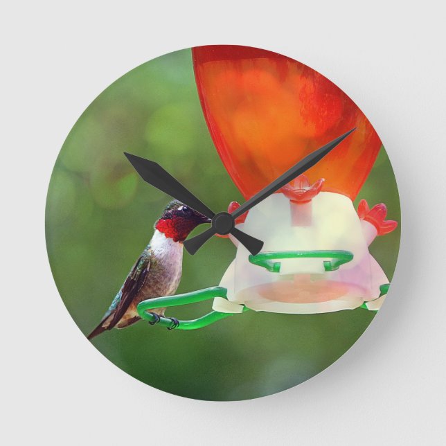 A Ruby Throated Hummingbird Rund Klocka (Framsida)