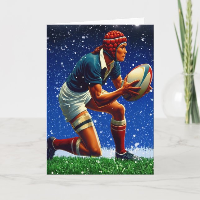 A Rugby-julen - Rugby-hälsningskort Helgkort (Framsida)