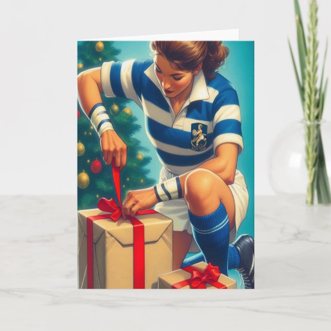 A Rugby-julen - Rugby-hälsningskort Helgkort (Framsida)