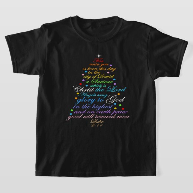 A Savior is Born Luke 2-11 Christmas Tree Shirts T Shirt (Laydown)