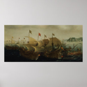 A Sea Action, eventuellt The Battle of Cadiz, 1596 Poster