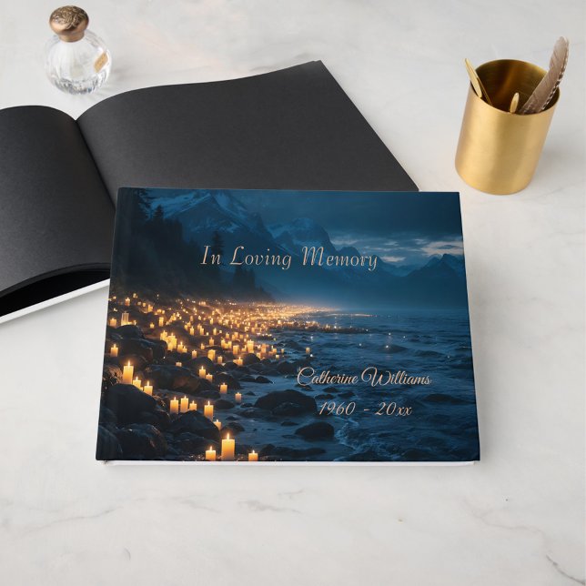 A sea of candlelights on the beach, condolence  gästböcker (Skapare uppladdad)