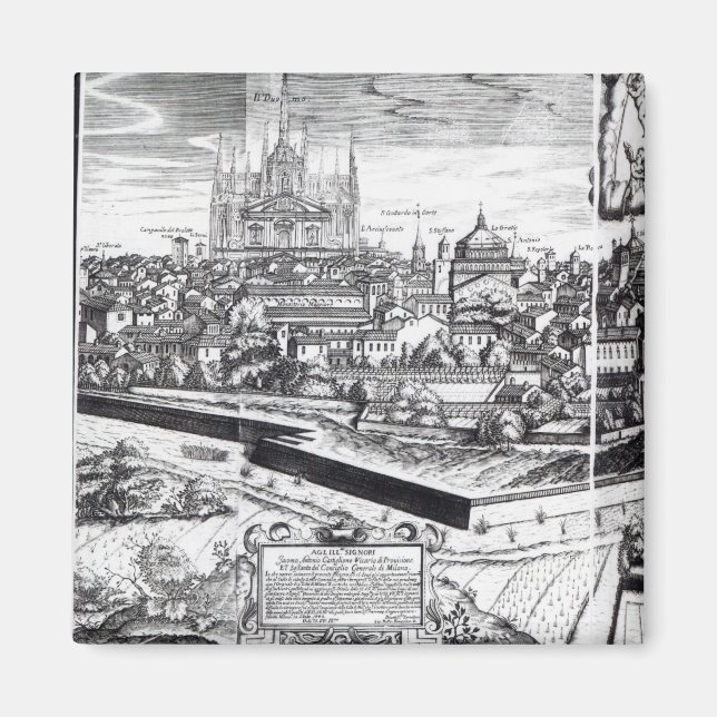 A Section of a Karta of Milan, 1640 Magnet (Framsidan)