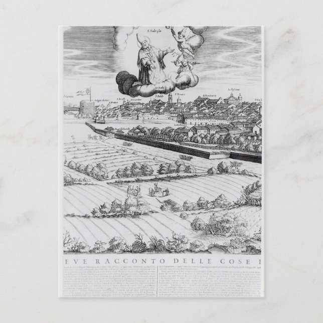 A Section of a Karta of Milan, 1640 Vykort (Framsida)
