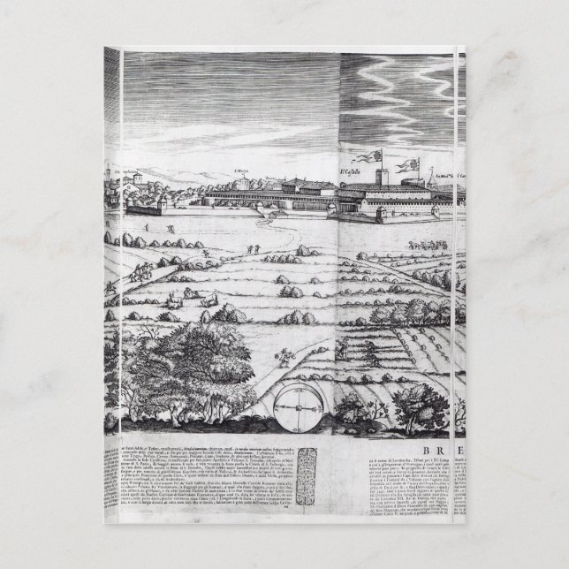 A Section of a Karta of Milan, 1640 Vykort (Framsida)