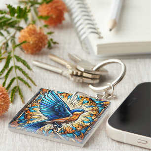 A Serene Bluebird: Glass Artwork