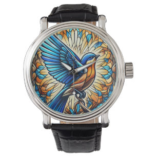 A Serene Bluebird: Glass Artwork Armbandsur