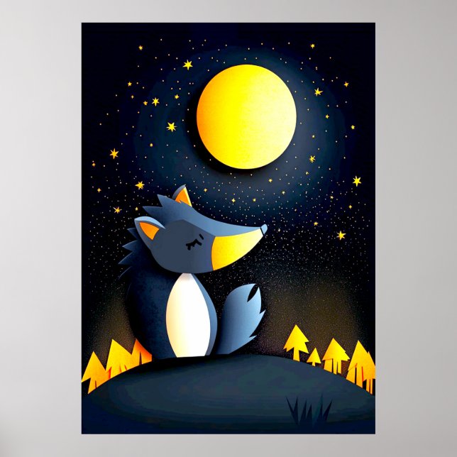 A serene wolf rests on a hill poster (Framsidan)