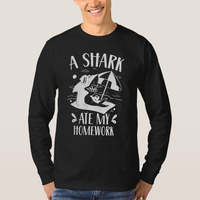 A Shark Ate My Homework Teeth Sharks  Animal T Shirt (Framsida)