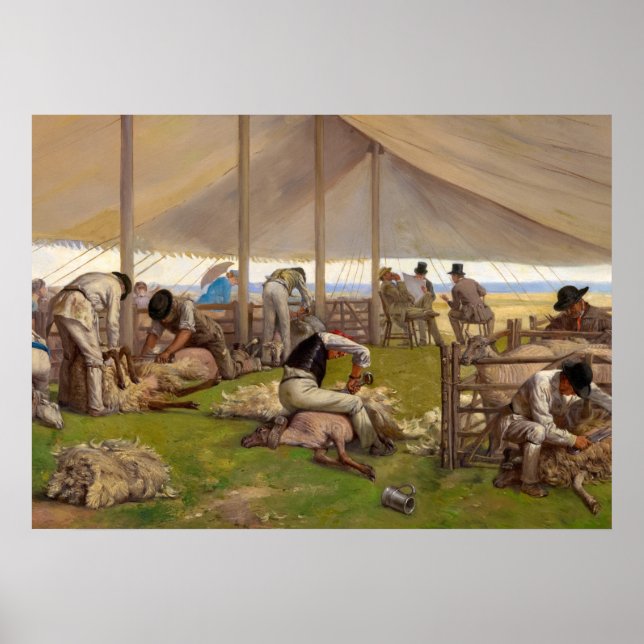 A Sheep Searing Match, 1875 av Eyre Crowe Poster (Framsidan)