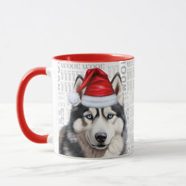 A Siberian husky Hund på Woof Background Mugg