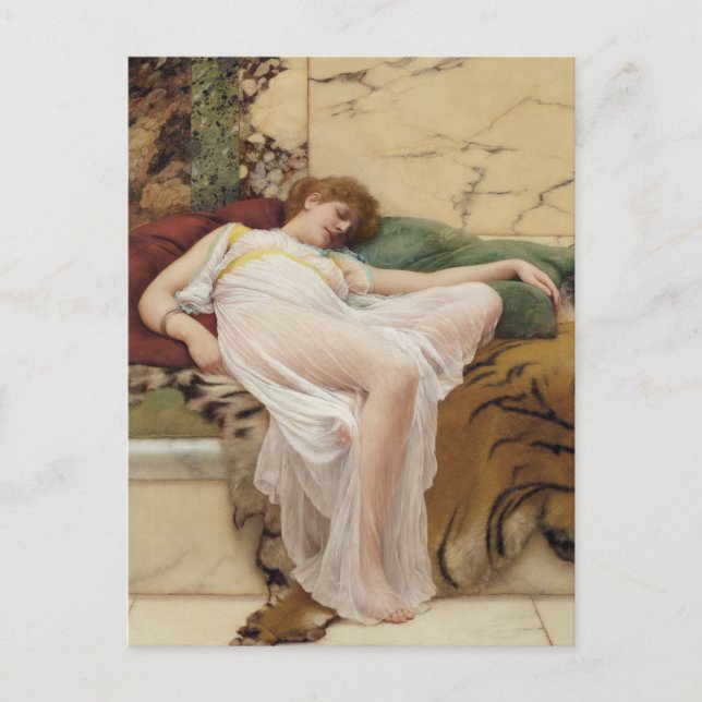 A Siesta John William Godward Art Vykort (Framsida)