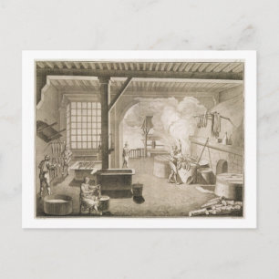 A silke dyers workshop, från Encyclopedie des Vykort